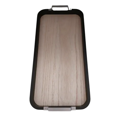 Dienblad 40x19.5x4 cm zwart met rvs-handgreep