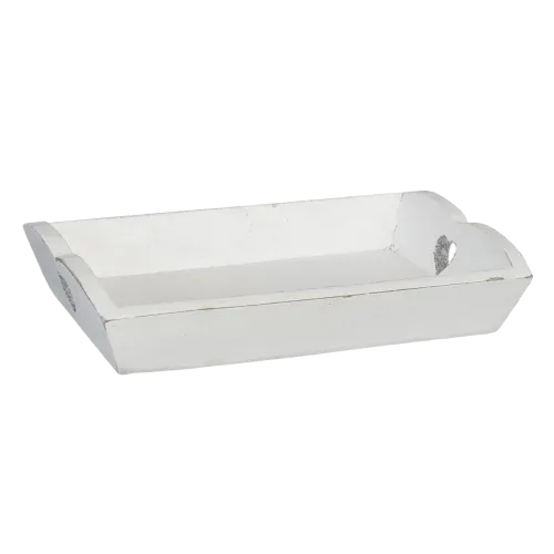 Houten Dienblad hartje wit