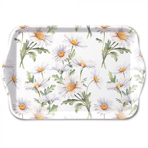 Melamine dienblad 13x21 cm Mooie Madeliefjes wit