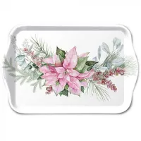 Melamine dienblad roze kerstster 13x21 cm 