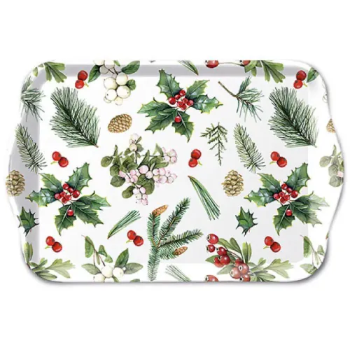 Melamine dienblad 13x21 cm Wintergroen wit               