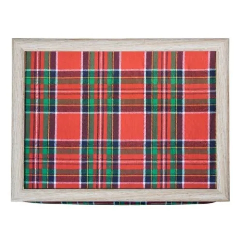 Kniedienblad met kussen eronder Tartan