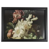 Kniedienblad met kussen eronder Bloemen en Fruit