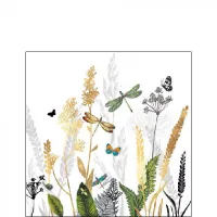 Servetten papier Sierbloemen wit 25x25 cm