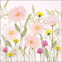 Servetten papier Pastelbloemen roze 25x25 cm              