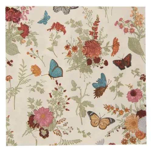 Servetten papier Bloemen beige 33x33 cm        