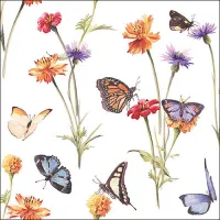 Servetten papier Vlindertuin wit 33x33 cm