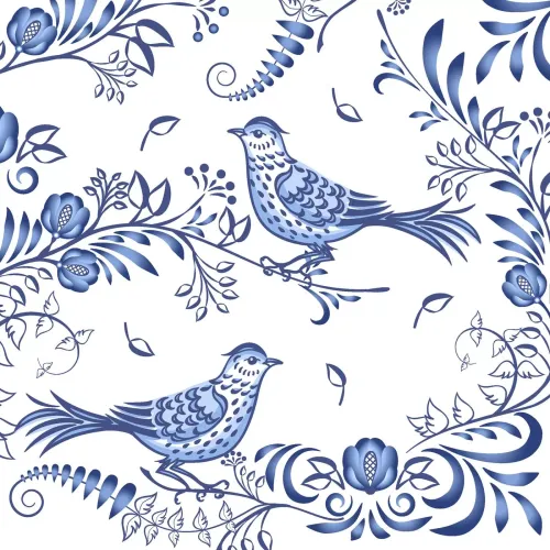 Servetten papier Porseleinen vogel 33x33 cm 
