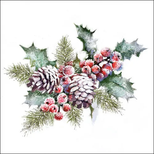 Servetten papier Hulst en Bessen mix 33x33 cm                       