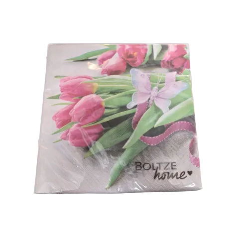 Servetten papier Tulpen met vlinder 33x33 cm