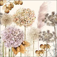 Servetten papier gedroogde bloemen 33x33 cm