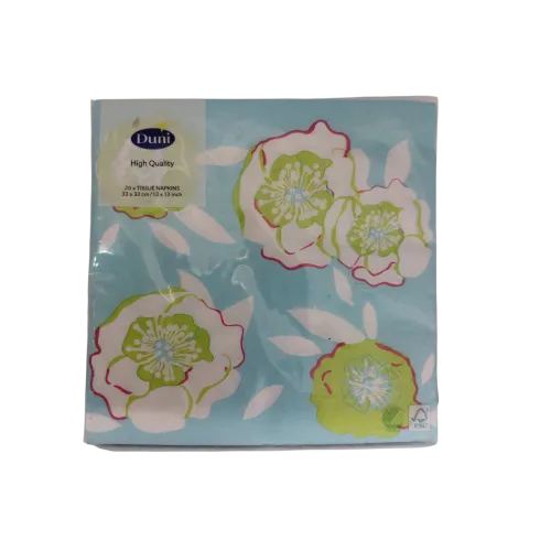 Servetten papier Bloemen blauw 33x33 cm