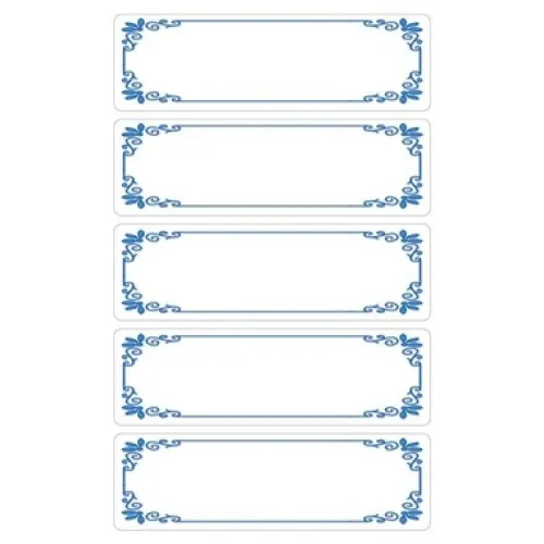 Etiketten wit met blauw