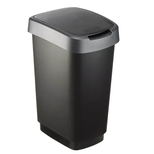 Twist afvalbak 25 liter donker zilver