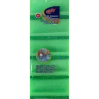 Multy schuurspons 5 stuks met handgreep lime kleur